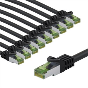 CAT 8.1 Câble Patch Certifié de GHMT, S/FTP (PiMF), 3 m, noir, Kit de 10