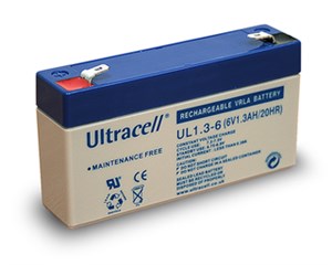 Batteria al piombo 6 V, 1,3 Ah (UL1.3-6)