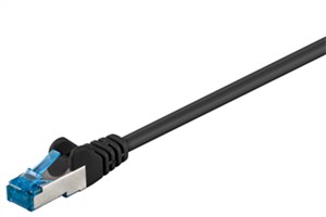 CAT 6A kabel krosowy, S/FTP (PiMF), czarny, 0,5 m