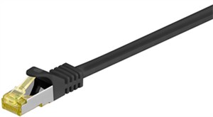 RJ45 kabel krosowy CAT 6A S/FTP (PiMF), 500 MHz, z CAT 7 kable surowym, czarny, 0,25 m