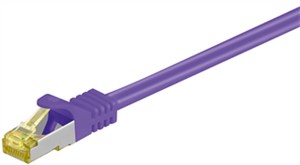 RJ45 kabel krosowy CAT 6A S/FTP (PiMF), 500 MHz, z CAT 7 kable surowym, fioletowy, 0,5 m