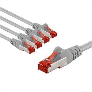 CAT 6 Patchkabel, S/FTP (PiMF), 1 m, grau, 5er-Set