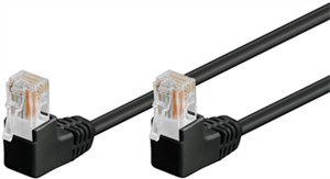 CAT 5e Câble Patch 2x 90° Coudé, U/UTP, noir, 1 m