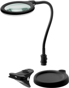 LED Magnifying Lamp with Base and Clamp, 6 W, black