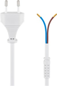 Kabel mit Eurostecker zum Konfektionieren, 1,5 m, Weiß, (2*0,75 mm²)