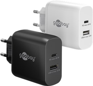 Chargeur Rapide Double USB-C™ PD GaN (45 W) noir