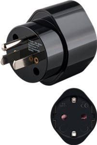 Reiseadapter Europa auf USA/Japan, schwarz