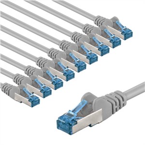 CAT 6A Patchkabel, S/FTP (PiMF), 1 m, grau, 10er-Set