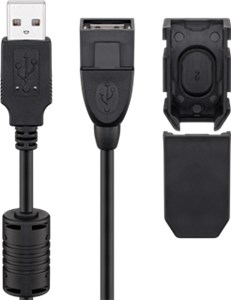 Przedłużacz USB 2.0 Hi-Speed z klipsem zabezpieczającym, czarny