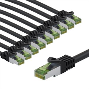 GHMT-zertifiziertes CAT 8.1 Patchkabel, S/FTP (PiMF), 1 m, schwarz, 10er-Set