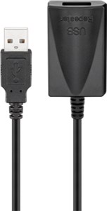 Active USB Extension Cable, 5 m, black