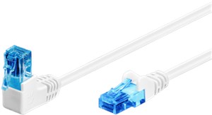 CAT 6A Câble Patch 1x 90° Coudé, U/UTP, blanc