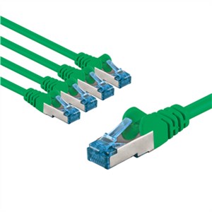 CAT 6A Patch Cable S/FTP (PiMF), 3 m, green, Set of 5