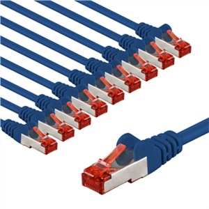 CAT 6 Câble Patch, S/FTP (PiMF), 1 m, bleu, Lot de 10