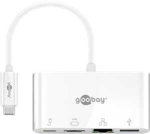 USB-C™ Multiport Adapter with HDMI™ and Ethernet, PD, White