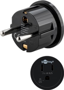 Reiseadapter USA/Japan auf Europa, schwarz