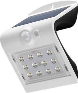 Applique da parete solare a LED con sensore di movimento, 1,5 W, bianco