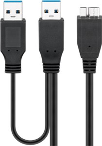 Câble Dual Power SuperSpeed USB 3.0, Noir