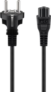 Mains Cable with Safety Plug, 1 m, black