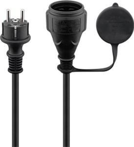Netzkabel Outdoor, 5 m, schwarz, (3*1,5 mm²)