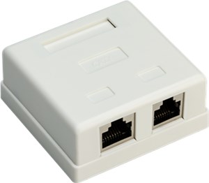 2-port RJ45 Surface Mount Installation Box, CAT 6, STP, white