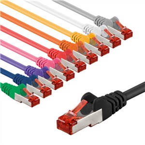 CAT 6 Câble Patch, S/FTP (PiMF), 1 m, Kit de 10 Couleurs