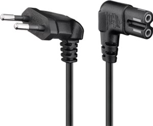 Anschlusskabel mit Eurostecker abgewinkelt, 0,5 m, schwarz, (2*0,75 mm²)