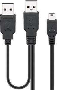 Cavo USB 2.0 ad alta velocità Dual-Power, nero