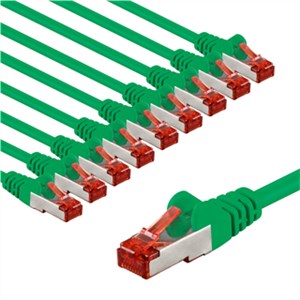 CAT 6 Patchkabel, S/FTP (PiMF), 1 m, Grün, 10er-Set