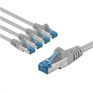 CAT 6A Patchkabel, S/FTP (PiMF), 3 m, grau, 5er-Set