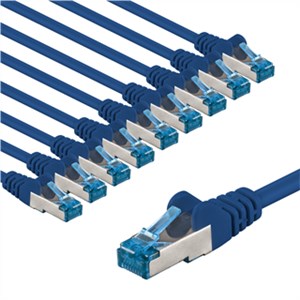 CAT 6A Patchkabel, S/FTP (PiMF), 5 m, blau, 10er-Set