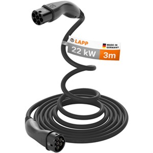 Selbstaufrollendes Ladekabel Typ 2, bis zu 22 kW, 3 m, schwarz