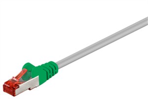 CAT 6 Crossover-Patchkabel, S/FTP (PiMF), grau, Grün