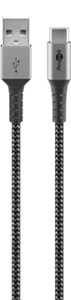 USB-C™ auf USB-A Textilkabel mit Metallsteckern (spacegrau/silber), 0,5 m