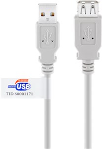 Câble Rallonge de Recharge USB 2.0 Hi-Speed, Gris