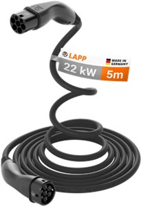 HELIX kabel do ładowania Typu 2, do 22 kW, 5 m, czarny