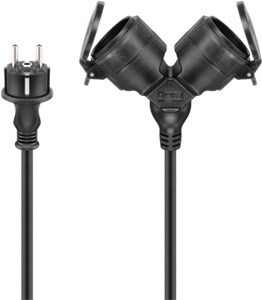 Outdoor Double Extension Cable, 10 m, black