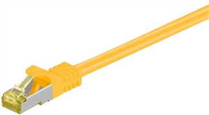 RJ45 kabel krosowy CAT 6A S/FTP (PiMF), 500 MHz, z CAT 7 kable surowym, żółty, 0,25 m