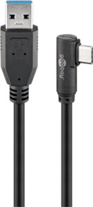 USB 3.0 Câble USB-C™ vers USB-A 90°, 0,5 m, Noir