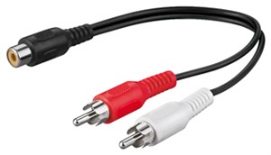 Câble Adaptateur Y Audio, 2x RCA Mâle à 1x RCA Femelle Stéréo