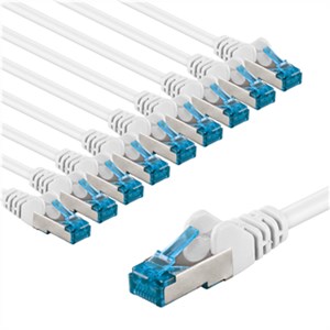 CAT 6A Patchkabel, S/FTP (PiMF), 2 m, weiß, 10er-Set