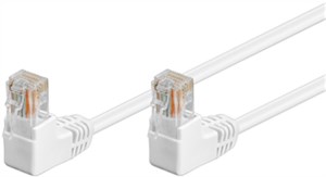 CAT 5e Câble Patch 2x 90° Coudé, U/UTP, blanc, 0,5 m