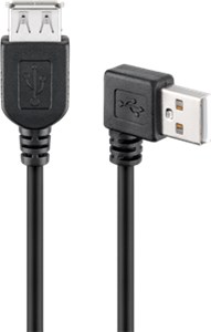 Câble Rallonge de Recharge USB 2.0 Hi-Speed 90°, noir