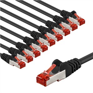 CAT 6 Patchkabel, S/FTP (PiMF), 3 m, schwarz, 10er-Set