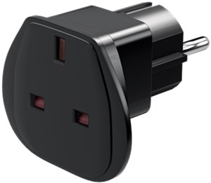 Reiseadapter UK auf Europa, schwarz