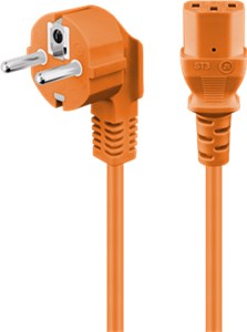Angled IEC Cord, 2 m, Orange
