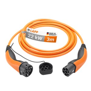 Ladekabel Typ 2, bis zu 22 kW, 3 m, orange