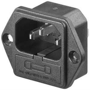 AC-Einbaustecker mit Sicherungshalter, (* mm²)