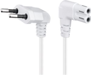 Connection Cable Euro Plug Angled at Both Ends, 0.75 m, White