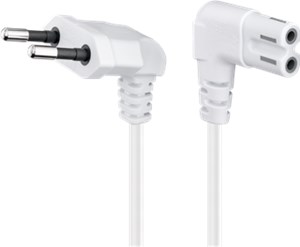 Connection Cable Euro Plug Angled at Both Ends, 3 m, White